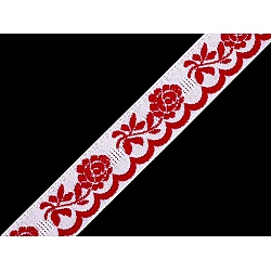 Jacquard ribbon costume trimming, width 20 mm - White red (25 Meters)