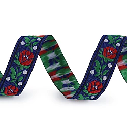 Polyester folk ribbon, width 18 cm - Blue dark (20 Meters)