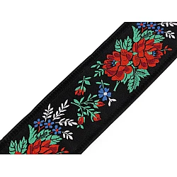 Traditional costume pattern ribbon, width 55 mm - Black (1 Meter)