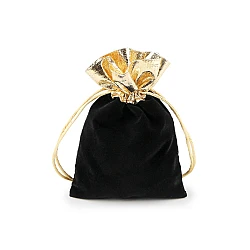 Gift bag 10x13 cm velvet, metallic - Black (10 Pieces)