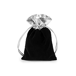 Gift bag 10x13 cm velvet, metallic - Black (10 Pieces)