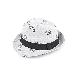Children's summer hat / straw hat, cars - White natural (1 Piece)