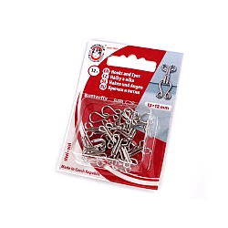 Hooks and eyes size 15+14; 13+12; 12+20; 10+8 mm - Nickel (1 Card)