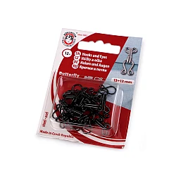 Hooks and eyes size 15+14; 13+12; 12+20; 10+8 mm - Black (1 Card)