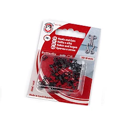 Hooks and eyes size 15+14; 13+12; 12+20; 10+8 mm - Black (1 Card)