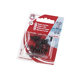 Hooks and eyes size 15+14; 13+12; 12+20; 10+8 mm - Black (1 Card)