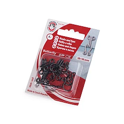 Hooks and eyes size 18+16 mm and 20+18 mm - Black (1 Card)
