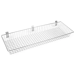 Grid wall / slat wall hanging wire basket - Platinum (1 Piece)