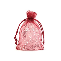 Organza gift bag 10x15 cm - Christmas red (10 Pieces)