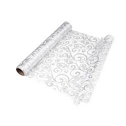Christmas / wedding organza fabric with metallic printing width 36 cm - White (1 Meter)