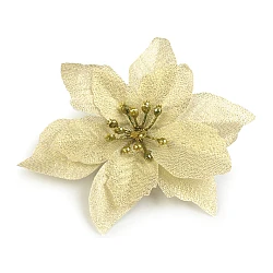 Christmas artificial poinsettia ø14 cm with lurex - Gold lt. (1 Piece)