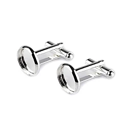 Diy cufflinks, w/h unfinished pad ø14 mm - Silver light (2 Pieces)