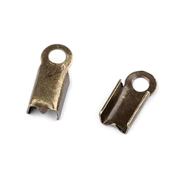 Flat leather crimps 4 mm - Vintage brass (50 Pieces)