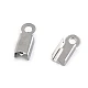Flat leather crimps 4 mm - Platinum (50 Pieces)
