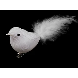 Bird with clip for christmas arrangement - White (2 Pieces)