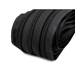 Continuous nylon zipper, no 5, for bx type sliders - Black (200 Meters)