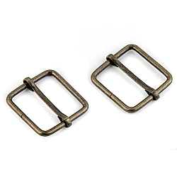 Adjustable slide square buckle width 26 mm - Vintage brass (10 Pieces)