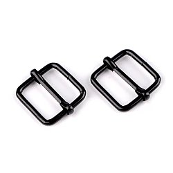 Adjustable slide square buckle width 20 mm - Black varnish (10 Pieces)