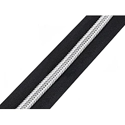Continuous nylon silver teeth zipper no 10 - Black (1 Meter)