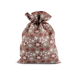Christmas gift bag snowflakes 20x30 cm - Natural medium (1 Piece)
