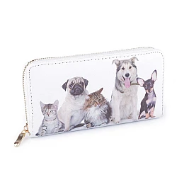 Ladies zip around wallet dog, cat 10x19 cm - White (1 Piece)