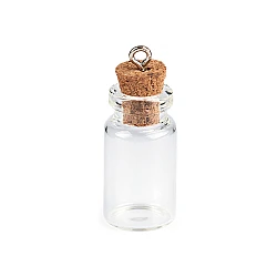 Glass vial pendant / mini wishing bottle with cork stopper 13x30 mm - Transparent (1 Vial)