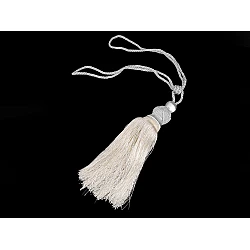 Large decorative curtain tiebacks / drape holdbacks, tassels - Creamy light (2 Pieces)