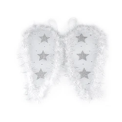 Angel wings with feathers and glitter stars - White (1 Piece)
