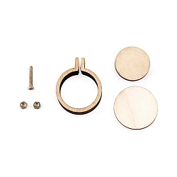 Mini embroidery hoop necklace pendant / brooch heart, oval, hoop - Ivory (1 Piece)