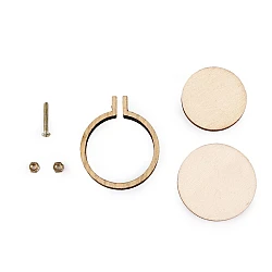 Mini embroidery hoop necklace pendant / brooch heart, oval, hoop - Ivory (1 Piece)