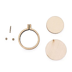 Mini embroidery hoops necklace brooch oval, hoop - Ivory (1 Piece)