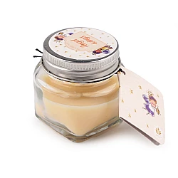 Small scented candle in a glass jar with a name tag 28 g - Creamy light (1 Piece)