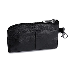 Keychain / small coin case, leather 7x13 cm - Black (1 Piece)