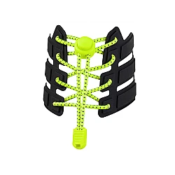 Reflective elastic no-tie laces, length 120 cm - Yellow-green (1 Pair)