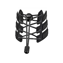 Reflective elastic no-tie laces, length 120 cm - Black (1 Pair)