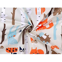 Cotton fabric / canvas fox in the forest - Lightbeige (1 Meter)