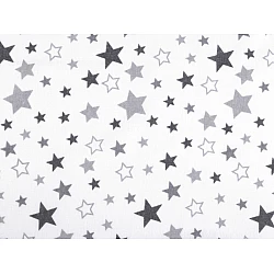 Cotton flannel fabric, stars - White (1 Meter)