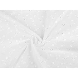 Cotton madeira with embroidered flowers - White (1 Meter)