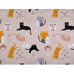 Cotton fabric / canvas cats - Lightbeige (1 Meter)