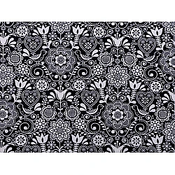 Cotton fabric / canvas - folk style - Blue dark (1 Meter)