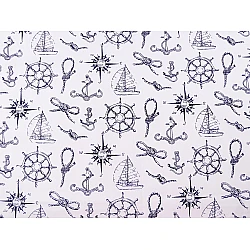 Cotton fabric / canvas - nautical pattern - White (1 Meter)