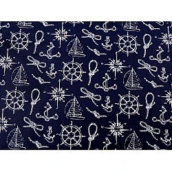 Cotton fabric / canvas - nautical pattern - Blue dark (1 Meter)