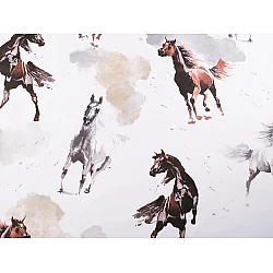 Cotton fabric / canvas, horse - White (1 Meter)