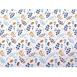 Cotton fabric / canvas, flowers and leaves - Blue light (1 Meter)