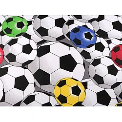 Cotton fabric / canvas, soccer ball - White (1 Meter)