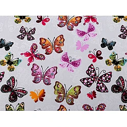 Cotton fabric / canvas, butterfly - Very light grey (1 Meter)