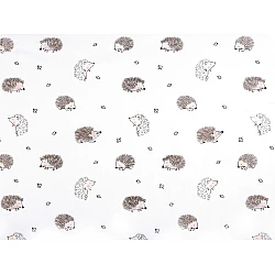 Cotton fabric / canvas, hedgehog - White (1 Meter)