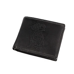 Men's leather wallet for hunters, fishermen, bikers 9.5x12 cm - Black (1 Piece)