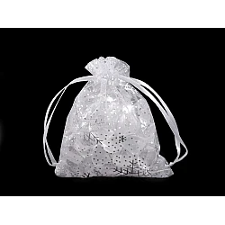 Christmas gift bag snowflakes 9x11 cm organza - White (100 Pieces)