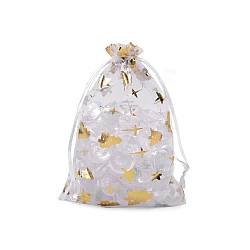 Christmas organza gift bag 10x14.5 cm - White (10 Pieces)